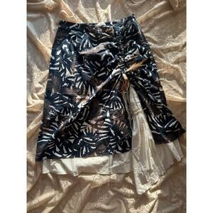 Vintage Cotton Palm Leaf Prairie Skirt- Boho, Hippie - Size 10